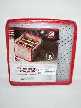 ZOBER Christmas Ornament Storage Box, Holds 64 Ornaments, Red, NWT